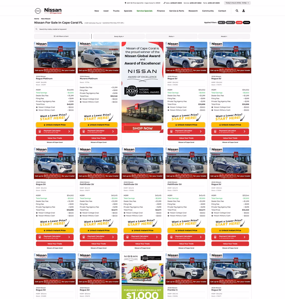 Nissan of Cape Coral list page