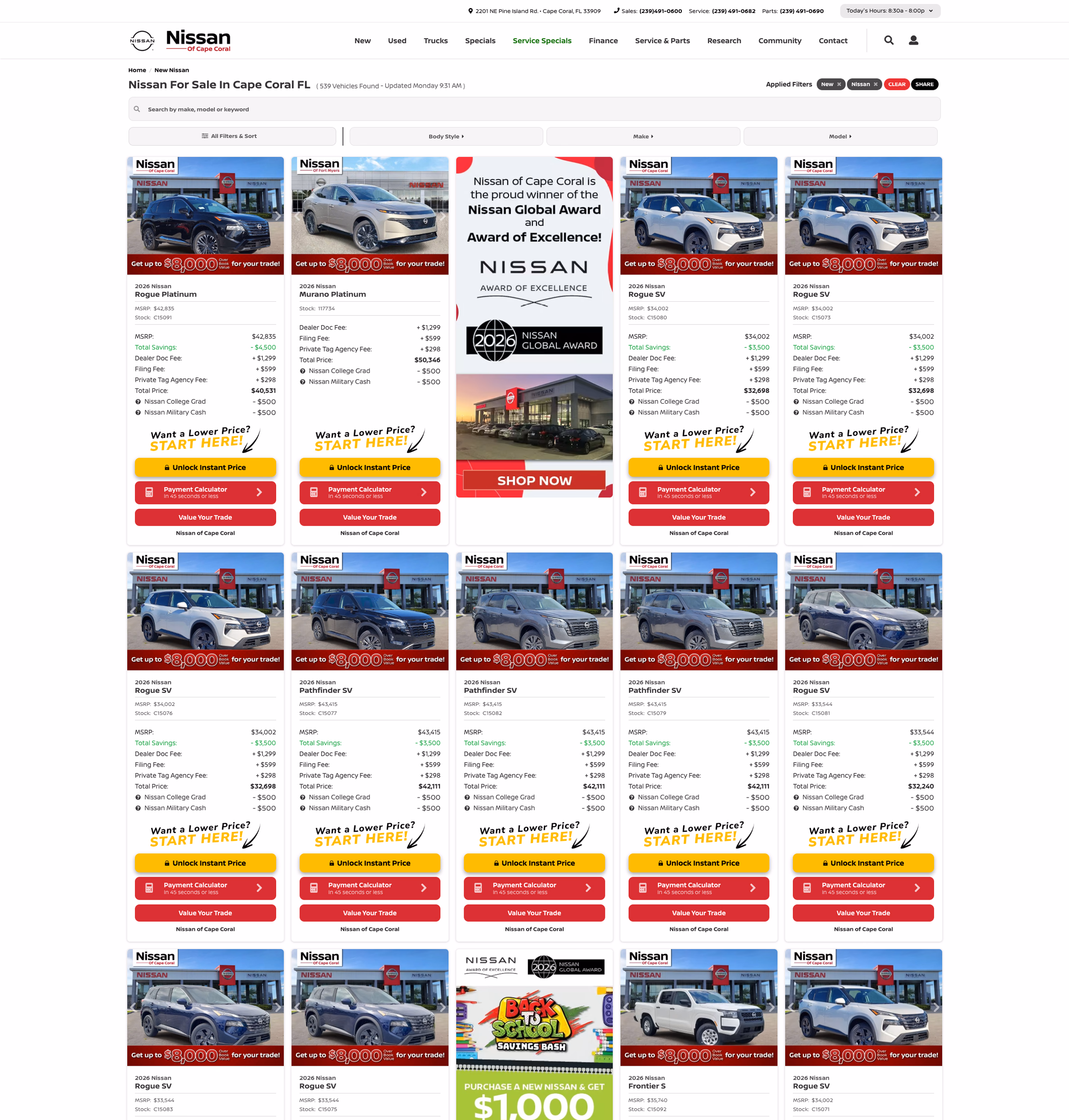 Nissan of Cape Coral list page