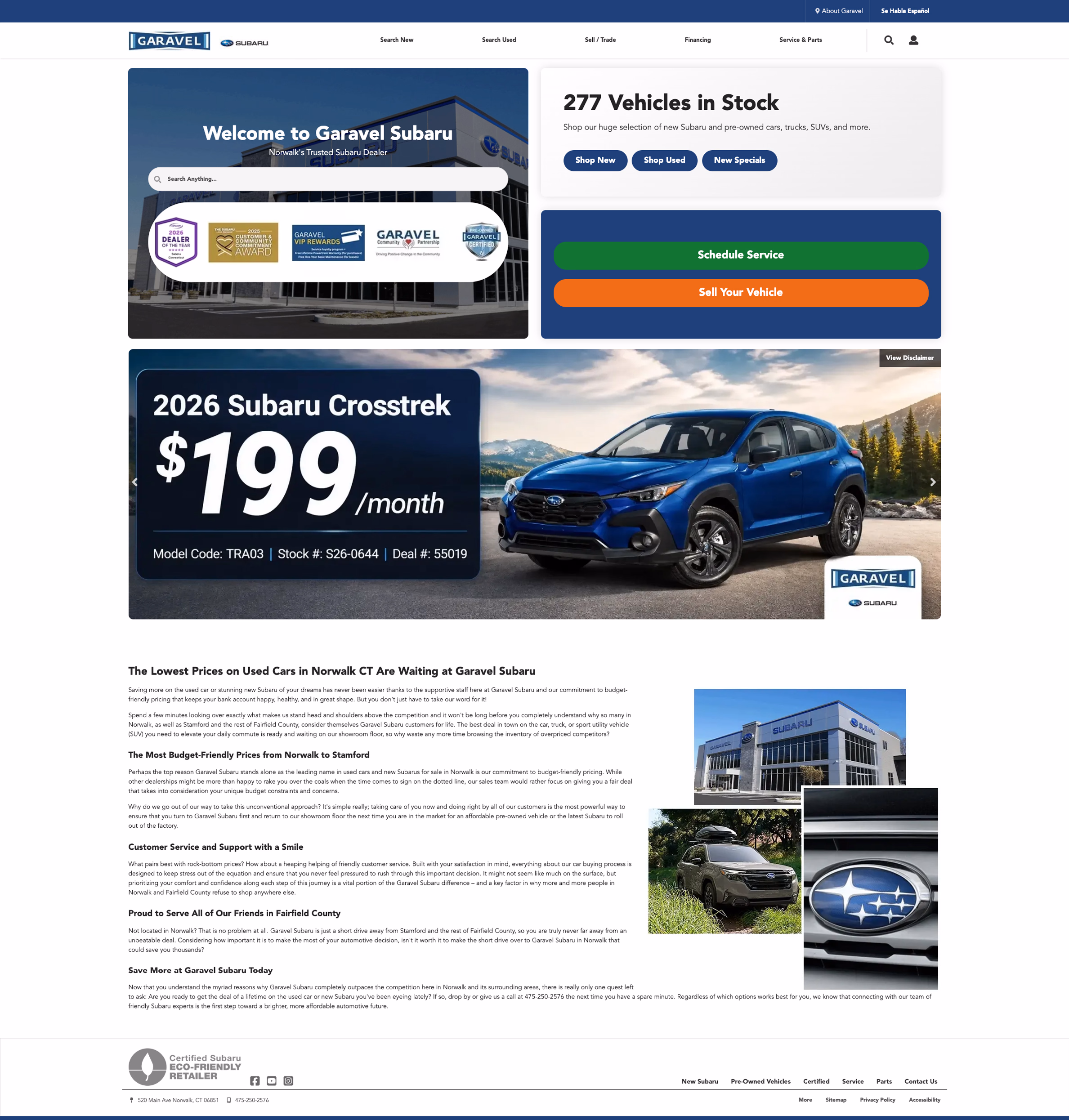 Garavel Subaru home page