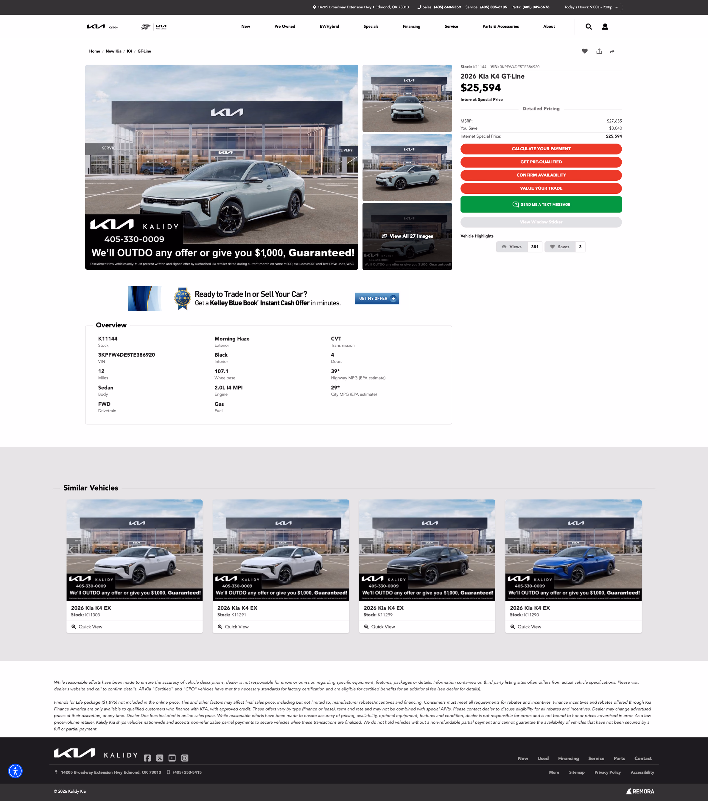 Kalidy Kia detail page
