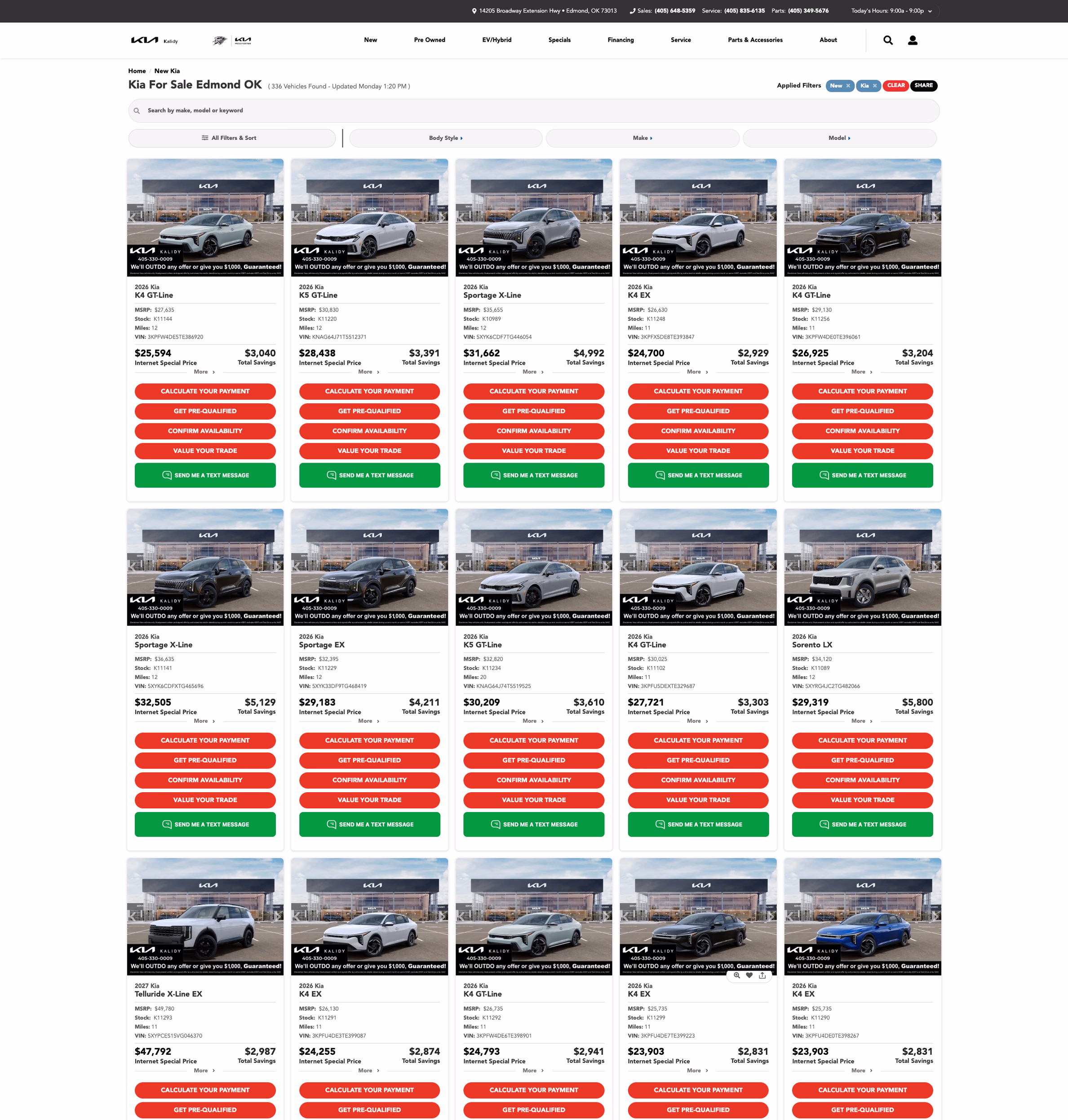 Kalidy Kia list page