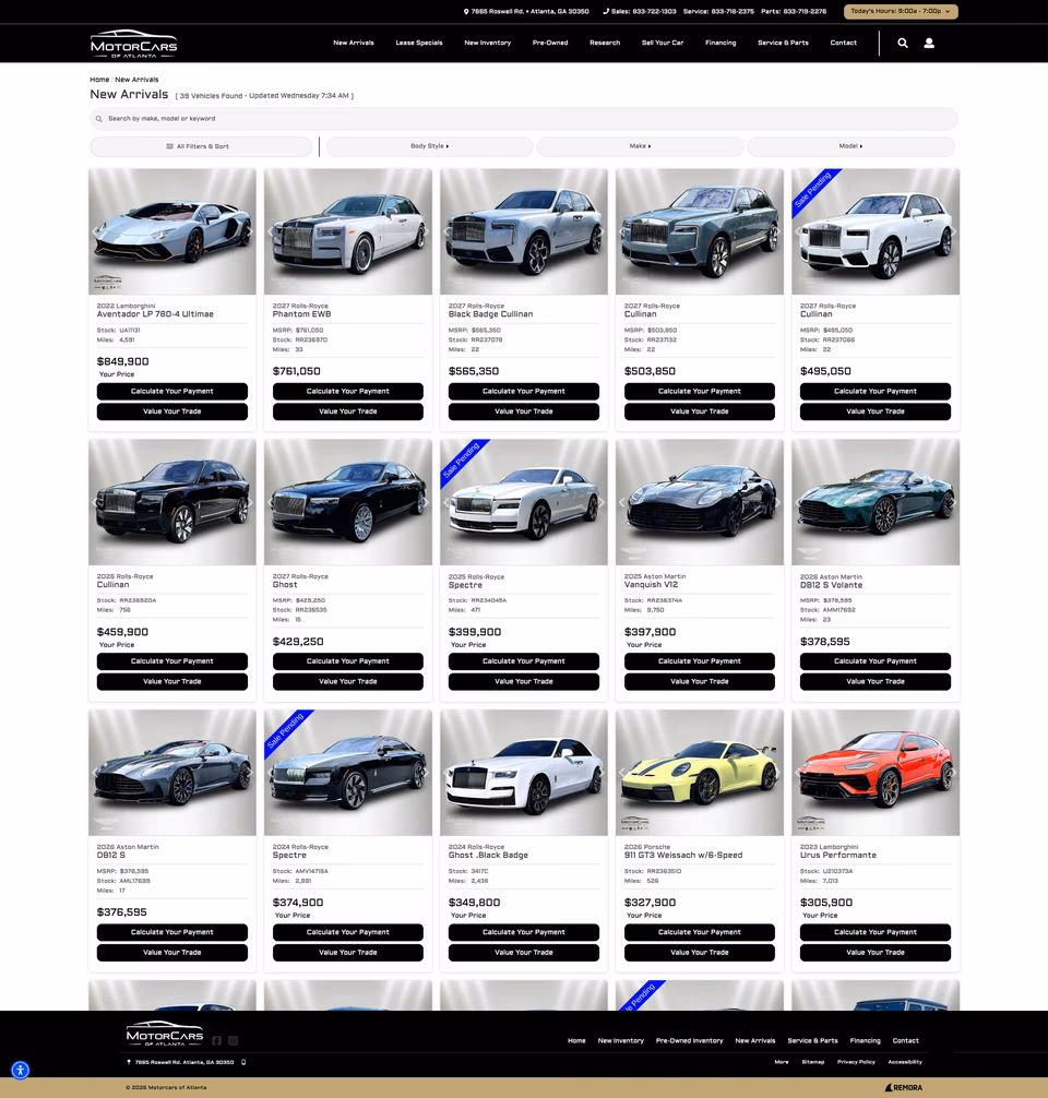 MotorCars of Atlanta list page