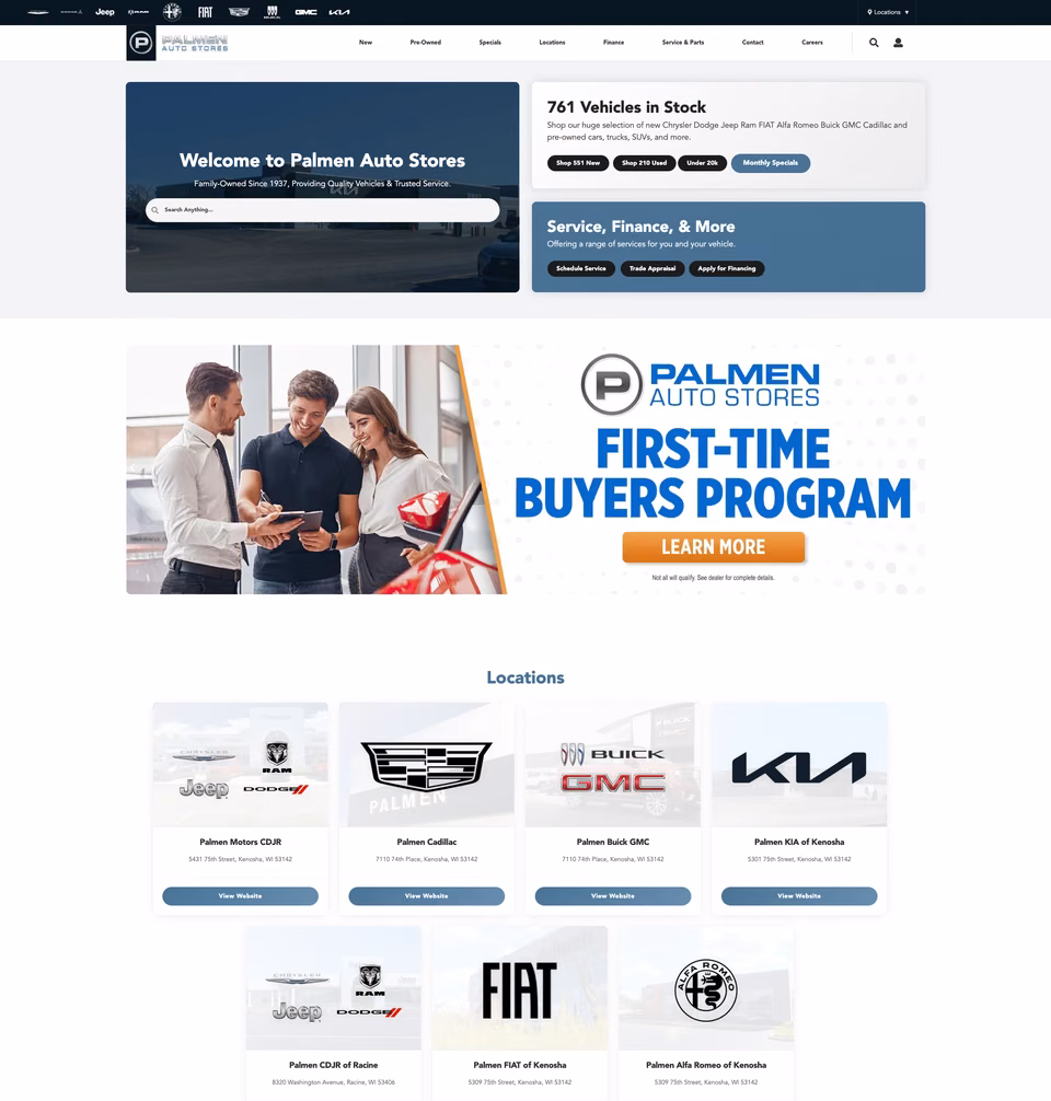Palmen Auto Stores home page