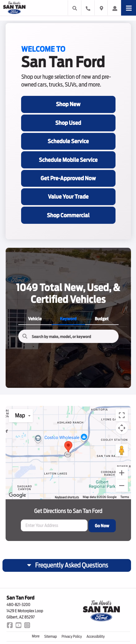 Santan Ford mobile website